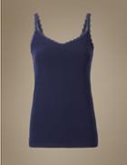 Marks & Spencer Soft Touch Cotton Rich Vest With New & Improved Fabric Dark Indigo