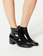 Marks & Spencer Block Heel Ankle Boots Black Patent
