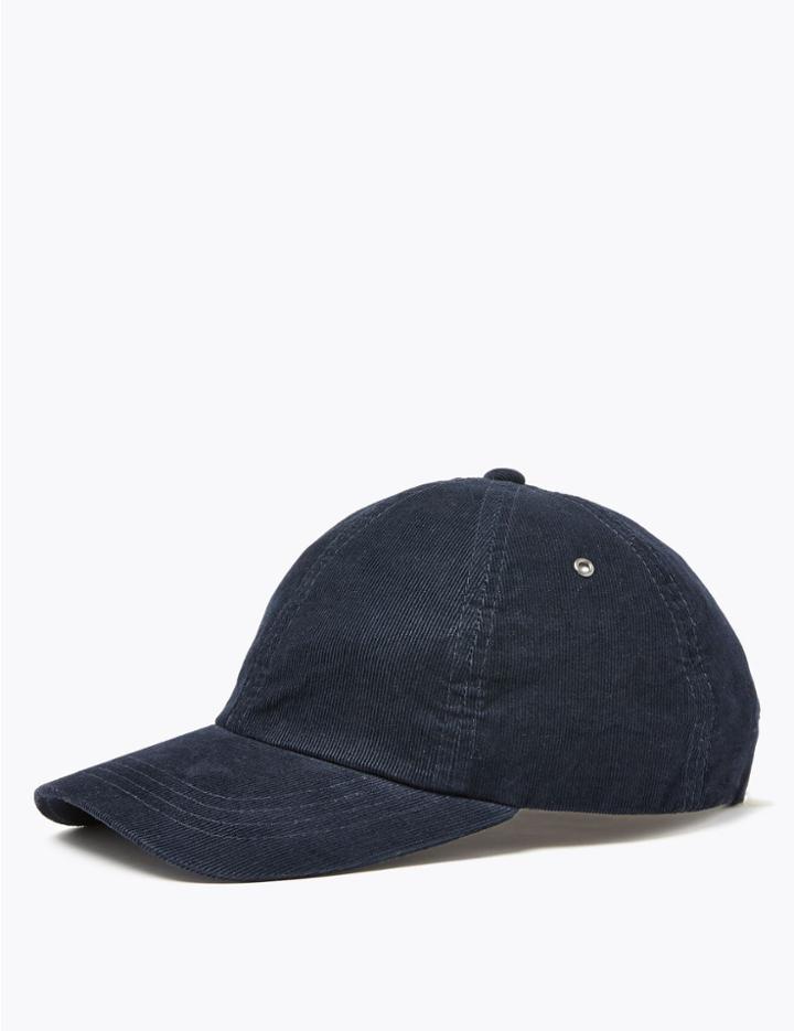 Marks & Spencer Cotton Corduroy Baseball Cap Navy
