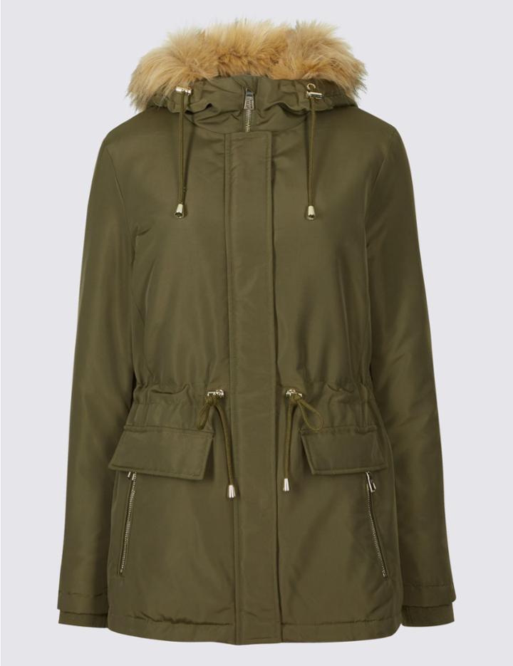 Marks & Spencer Drawstring Waist Parka With Stormwear&trade; Khaki