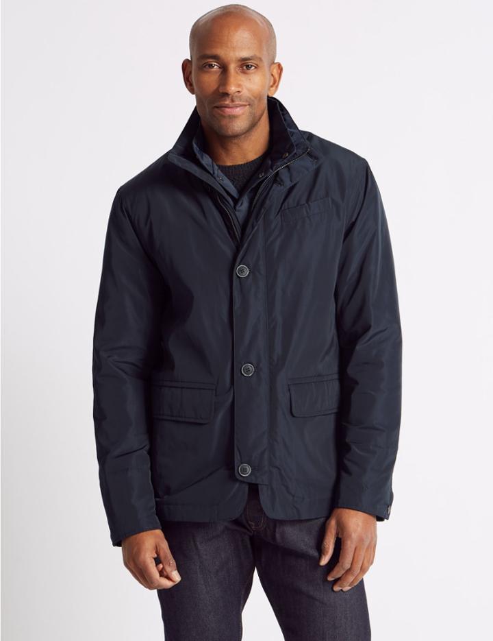 Marks & Spencer Double Collar Jacket With Stormwear&trade; Navy