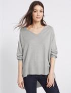 Marks & Spencer V-neck Bobble Sleeve Jumper Silver