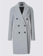 Marks & Spencer Double Breasted Coat With Cashmere Grey Mix