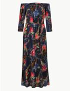 Marks & Spencer Pure Modal Floral Print Swing Dress Navy Mix