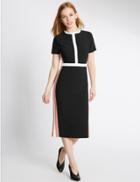 Marks & Spencer Petite Banded Colour Block Shift Dress Black Mix
