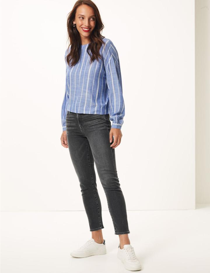 Marks & Spencer High Waist Skinny Leg Cigarette Jeans Grey