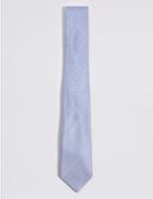 Marks & Spencer Pure Silk Spotted Tie Pale Blue Mix