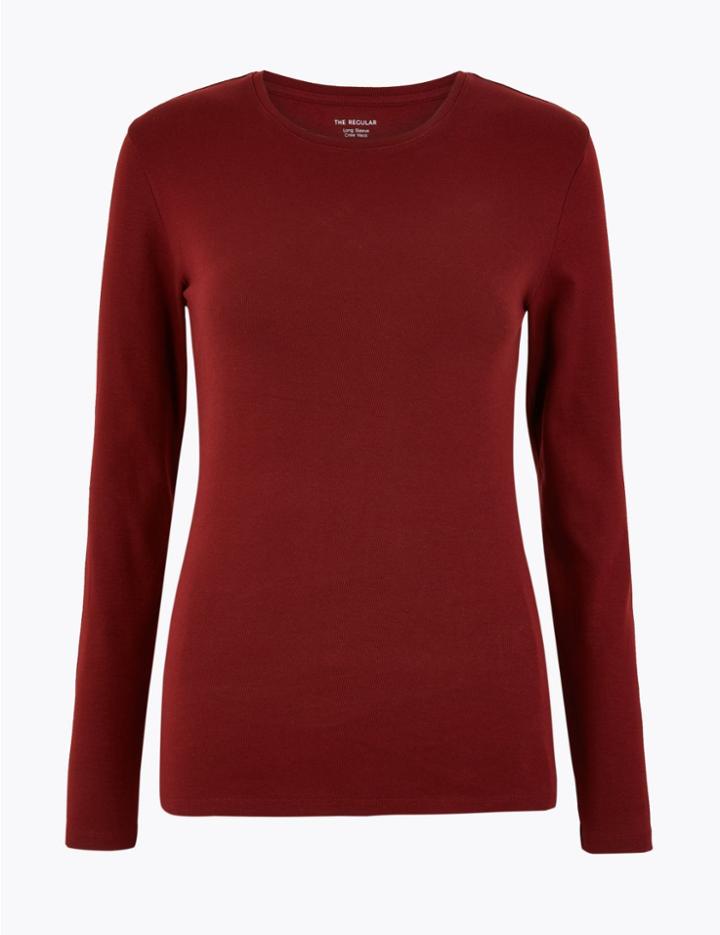 Marks & Spencer Pure Cotton Regular Fit T-shirt Claret