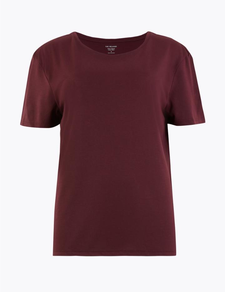 Marks & Spencer Relaxed Fit T-shirt Berry