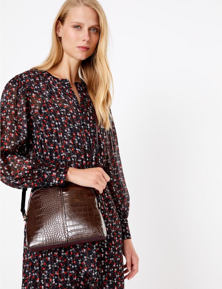 Marks & Spencer Croc Effect Crossbody Bag Chocolate