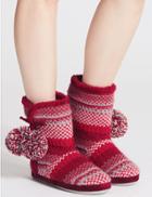 Marks & Spencer Fairisle Knit Slipper Boots Mulberry Mix