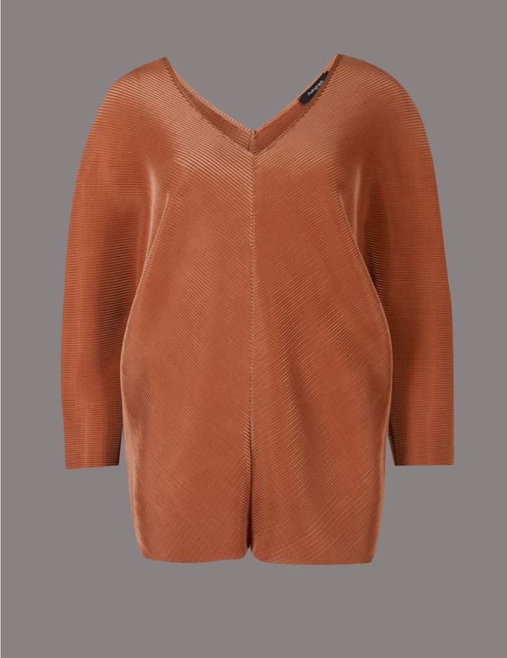 Marks & Spencer V-neck Long Sleeve Top Brandy