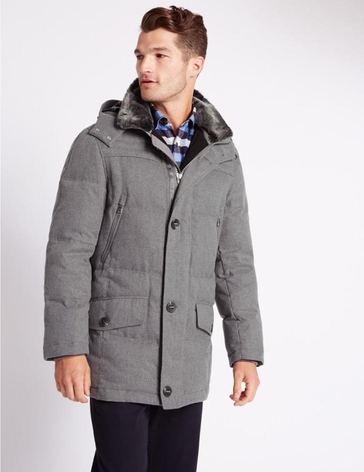 Marks & Spencer Winter Down Filled Parka With Stormwear™ Grey Mix