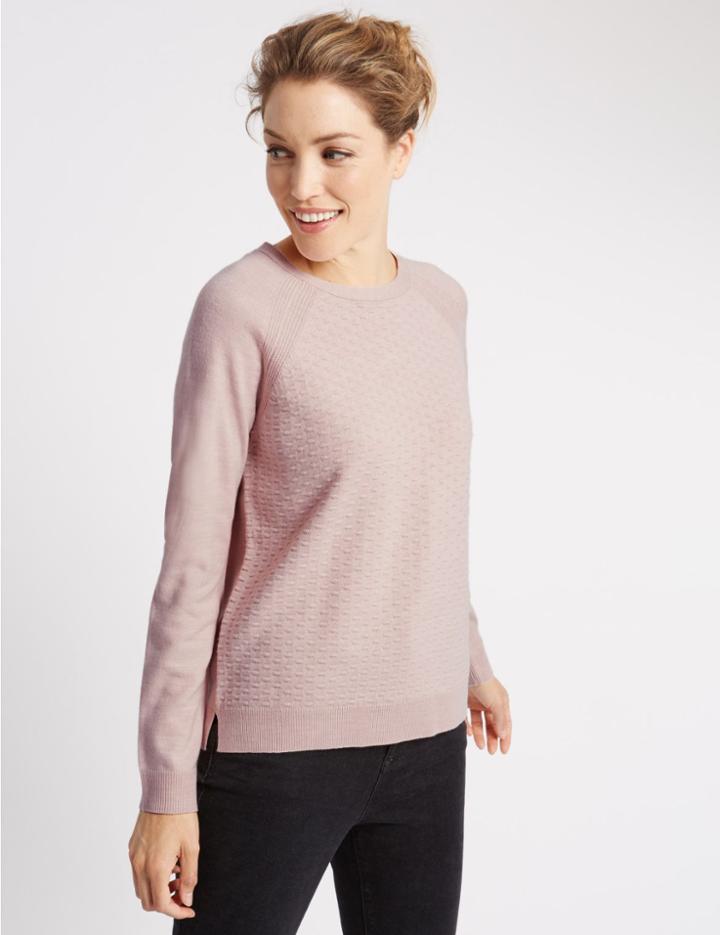 Marks & Spencer Scoop Neck Jumper Dusted Pink