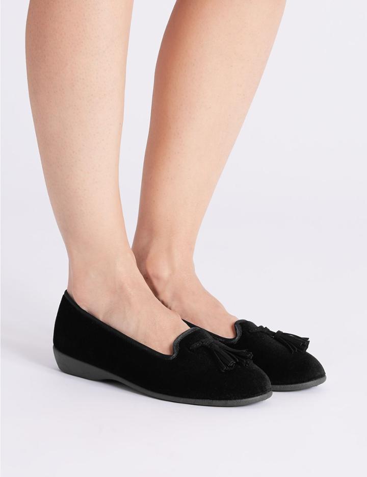 Marks & Spencer Tassel Ballerina Slippers Black