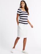 Marks & Spencer Linen Rich Straight Mini Skirt White