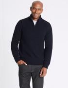 Marks & Spencer Textured Half Zip Jumper Navy