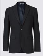 Marks & Spencer Textured Tailored Fit Jacket Navy
