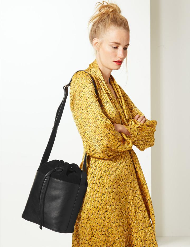 Marks & Spencer Leather Duffle Bag Black