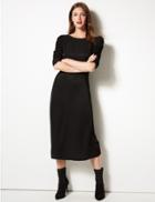 Marks & Spencer Jacquard Print Fit & Flare Midi Dress Black