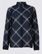 Marks & Spencer Cotton Rich Checked Long Sleeve Shirt Navy Mix