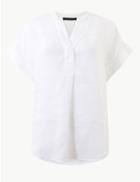 Marks & Spencer Pure Linen Short Sleeve Shirt Soft White