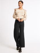 Marks & Spencer Flat Front Wide Leg Trousers Black