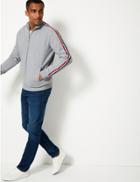 Marks & Spencer Cotton Rich Sweatshirt With Side Stripe Grey Marl
