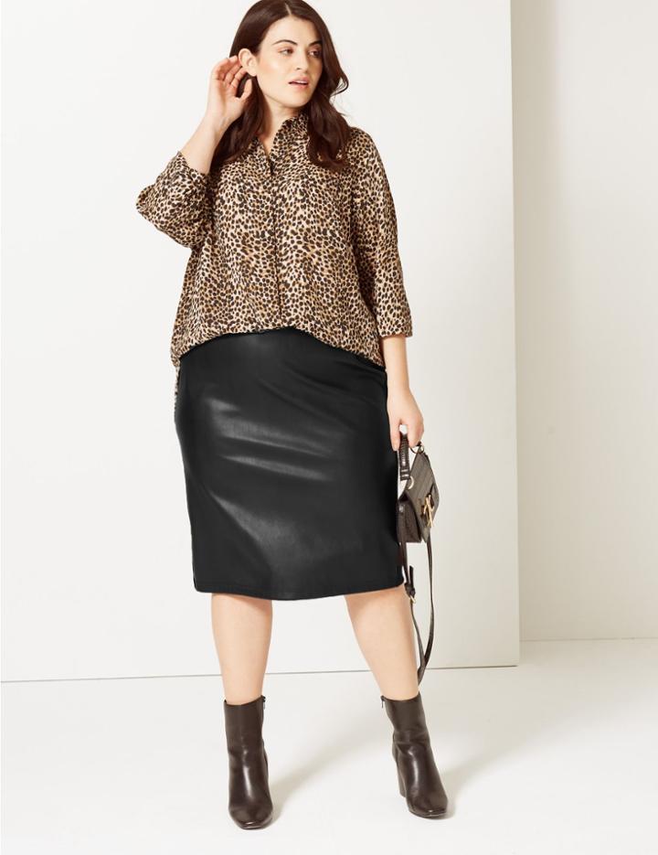Marks & Spencer Curve Ponte Pencil Skirt Black
