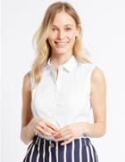 Marks & Spencer Cotton Rich Sleeveless Shirt White