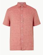 Marks & Spencer Pure Linen Relaxed Fit Shirt Coral