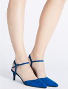 Marks & Spencer Wide Fit Kitten Heel Sandals With Insolia&reg; Blue Mix
