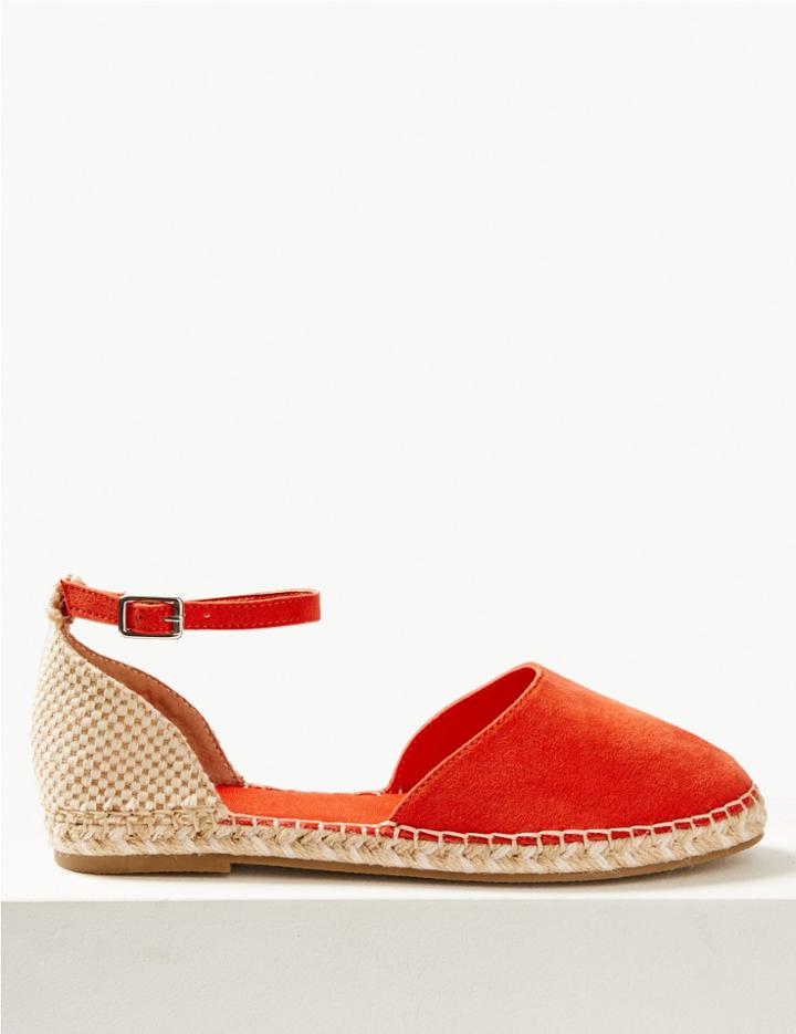 Marks & Spencer Two Part Almond Toe Espadrilles Orange Mix