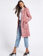 Marks & Spencer Checked Zipped Front Coat Red Mix