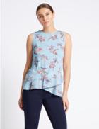 Marks & Spencer Pure Cotton Paisley Print Jersey Top Bluebell