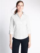 Marks & Spencer Cotton Blend Long Sleeve Shirt White