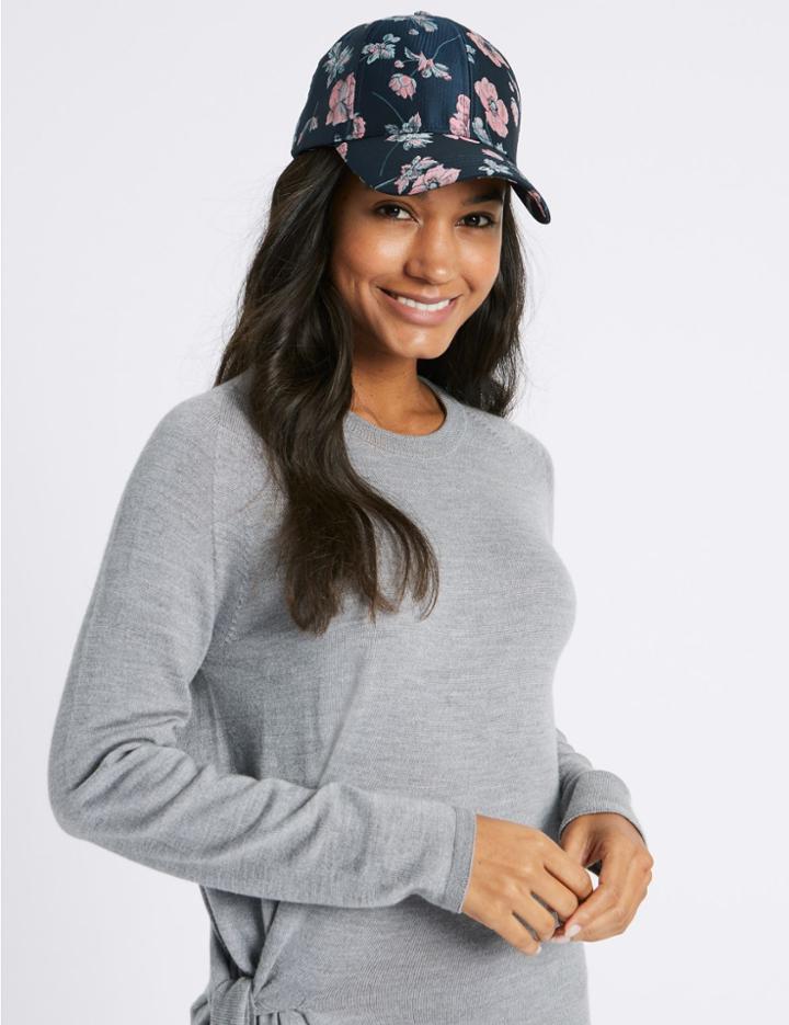 Marks & Spencer Floral Print Summer Hat Navy Mix