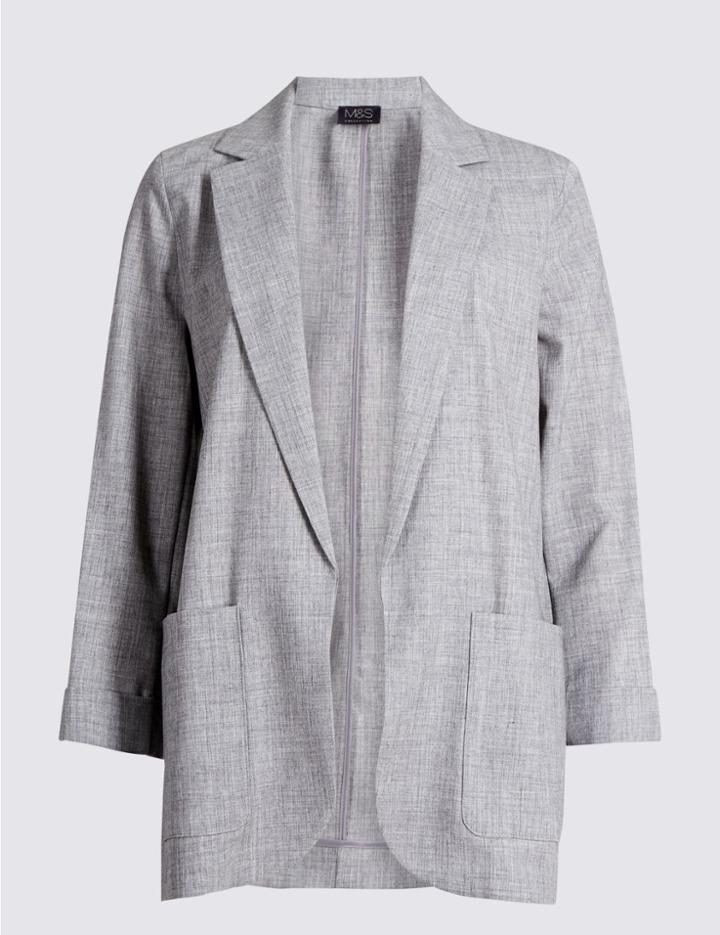 Marks & Spencer Textured Patch Pocket Blazer Silver Grey