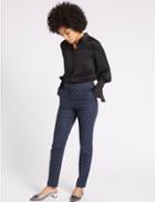 Marks & Spencer Metallic Jacquard Slim Leg Trousers Blue Mix