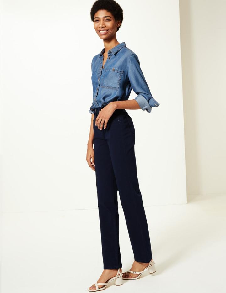 Marks & Spencer Embellished Ankle Grazer Trousers Navy