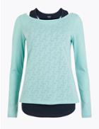 Marks & Spencer Double Layer Quick Dry Long Sleeve Top Aqua Mix