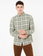 Marks & Spencer Brushed Cotton Checked Shirt Grey