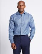 Marks & Spencer Pure Cotton Easy To Iron Regular Fit Shirt Navy