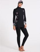 Marks & Spencer Printed 3 Piece Modest Swimsuit Black Mix