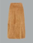 Marks & Spencer Suede A-line Midi Skirt Camel