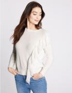 Marks & Spencer Pure Cotton Ruffle Jumper Soft White