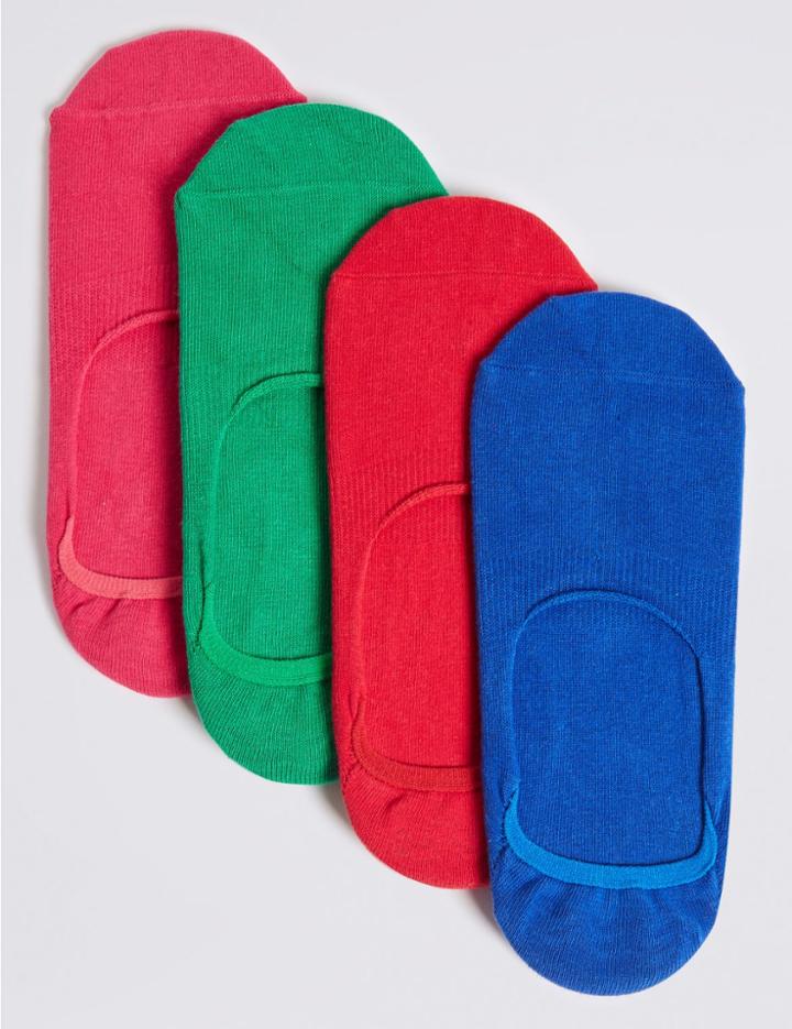 Marks & Spencer 4 Pairs Of Cool & Freshfeet&trade; Invisisble Shoe Liners Multi