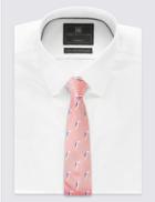 Marks & Spencer Pure Silk Printed Tie Bright Coral