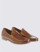 Marks & Spencer Leather Penny Slip-on Loafers Tan