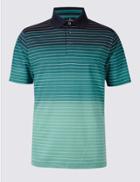 Marks & Spencer Pure Cotton Striped Polo Shirt Green Mix